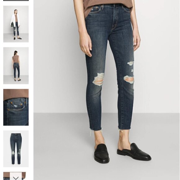 MOTHER High Waisted Rider Ankle Fray Distressed Cropped Skinny Jeans - 28" - Picture 2 of 14